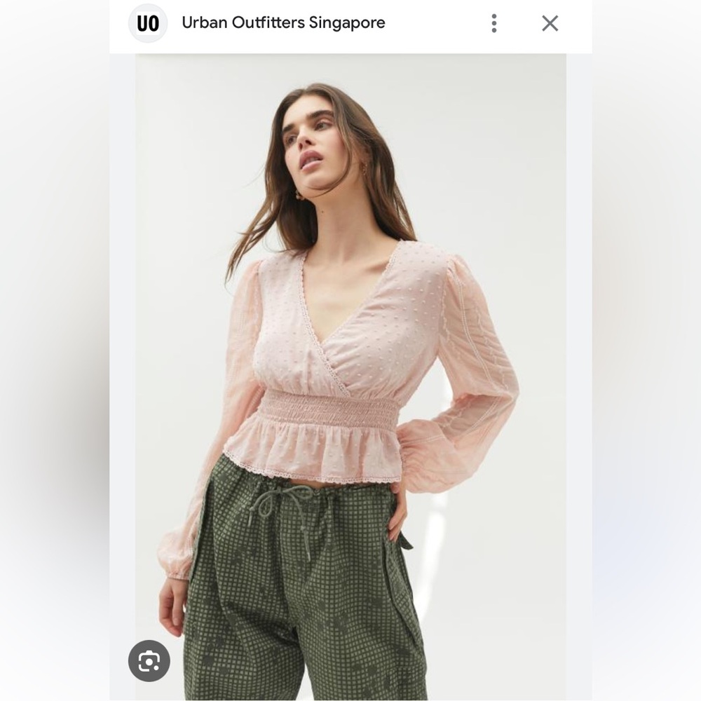 Urban Outfitters Eleanor Embroidered Peplum blouse